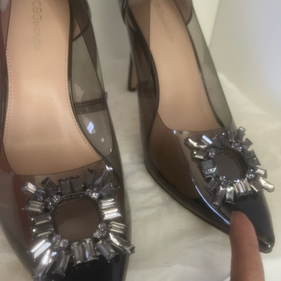 BCBGeneration Hillax Pump Heels Black Clear Size 10 One Rhinestone Missing! - Picture 7 of 14